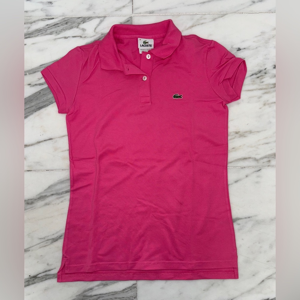 Lacoste Pink Cotton Pique Polo, Size 36